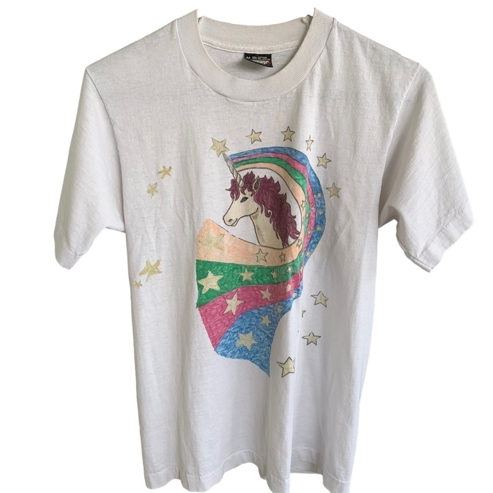 Vintage Unicorn Stars Rainbow Tee Shirt Size Medium